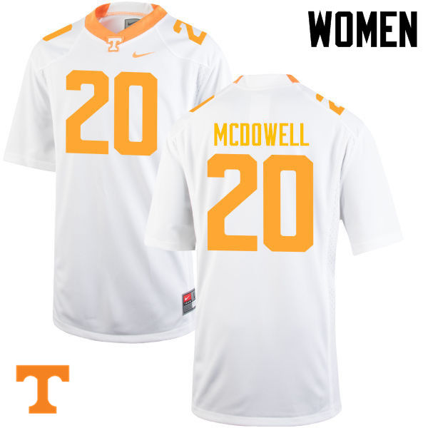 Women #20 Cortez McDowell Tennessee Volunteers College Football Jerseys-White